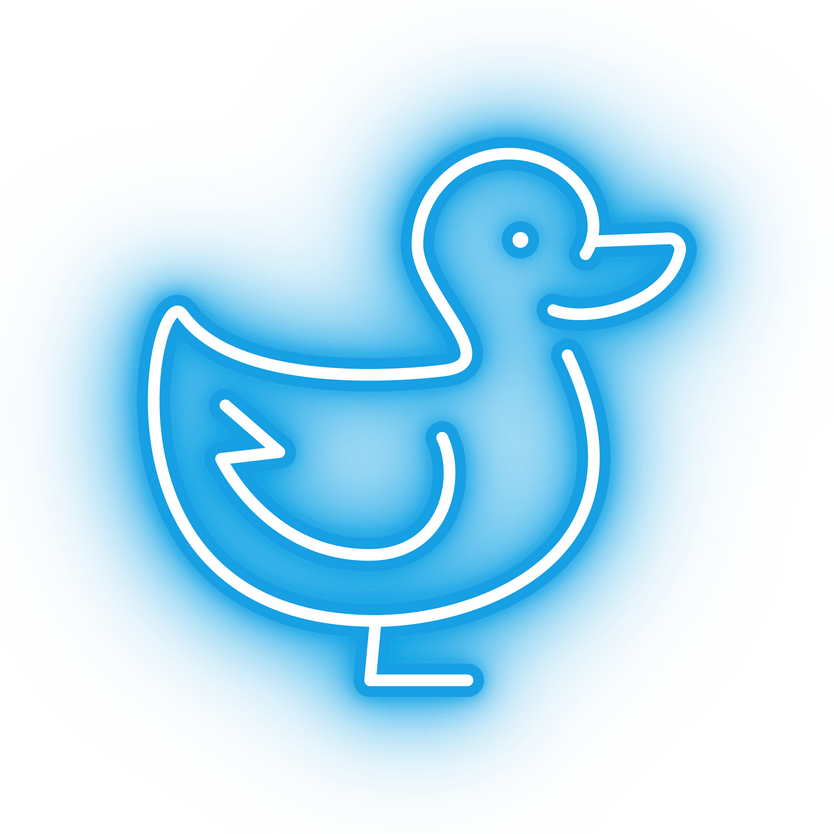 Neon blue duck icon